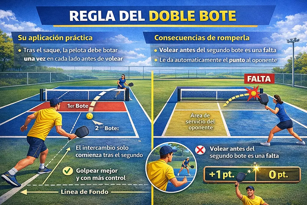 reglas pickleball doble bote