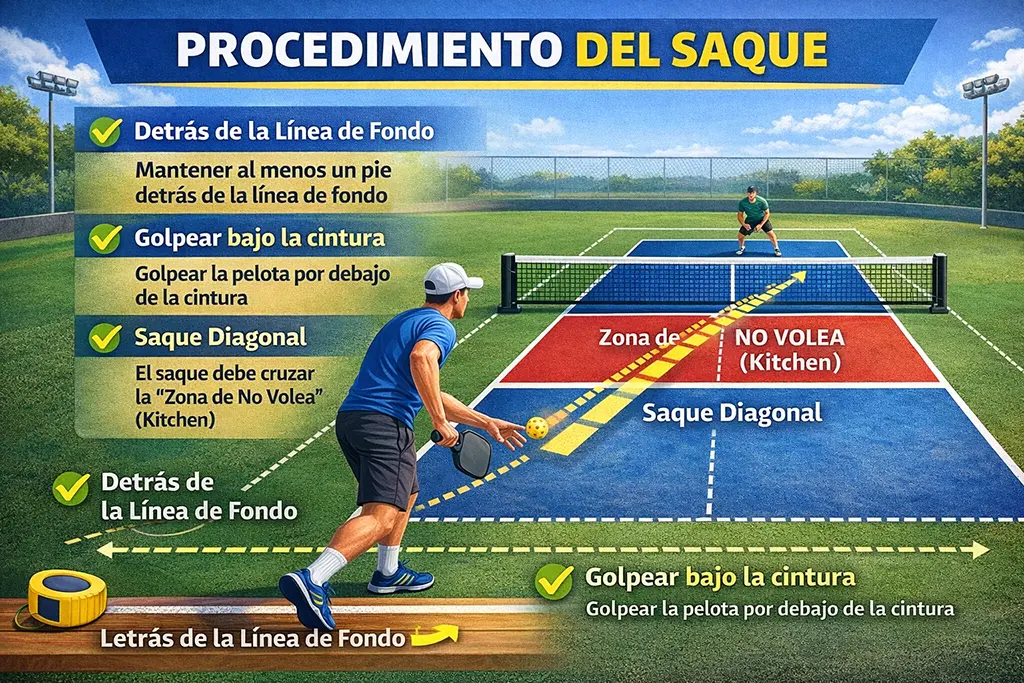 reglas pickleball saque